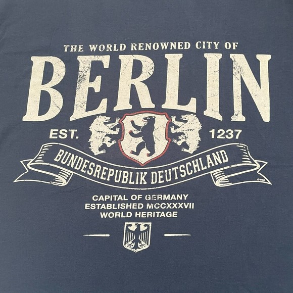 FOX ORIGINALS Men’s BERLIN Short Sleeve Graphic Print Blue T Shirt  Size Large L - Picture 2 of 6